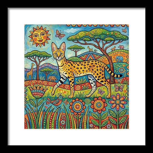 Serene Serval In Vibrant Landscape