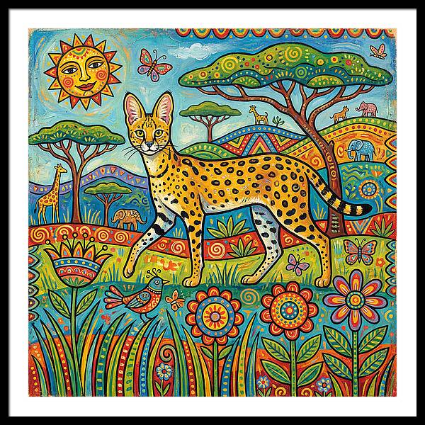Serene Serval In Vibrant Landscape