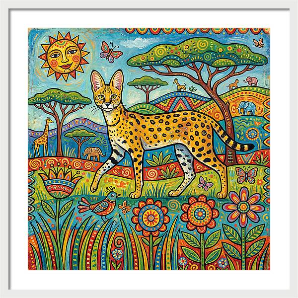 Serene Serval In Vibrant Landscape