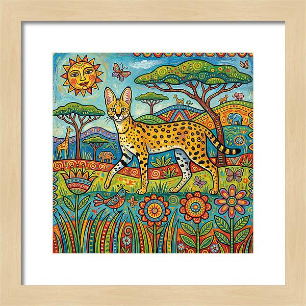 Serene Serval In Vibrant Landscape