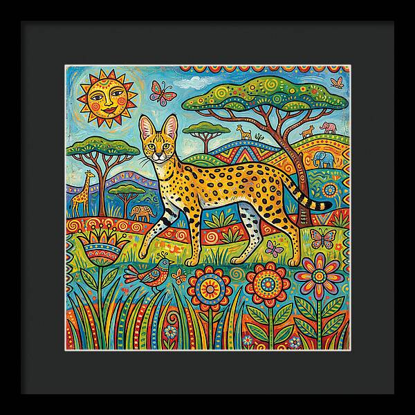 Serene Serval In Vibrant Landscape