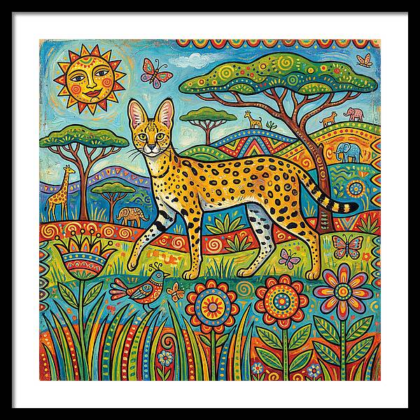 Serene Serval In Vibrant Landscape