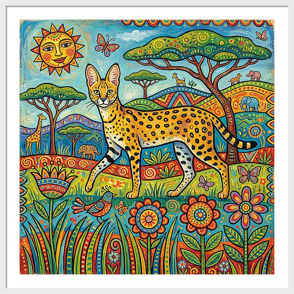 Serene Serval In Vibrant Landscape