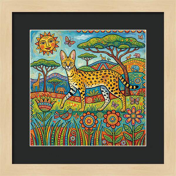Serene Serval In Vibrant Landscape