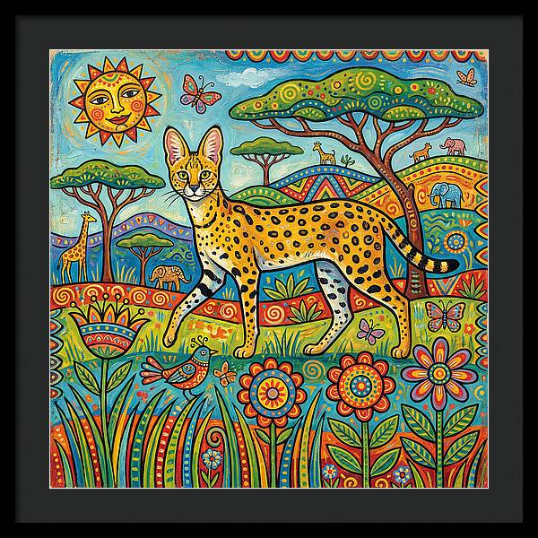 Serene Serval In Vibrant Landscape