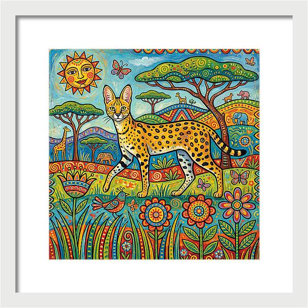 Serene Serval In Vibrant Landscape