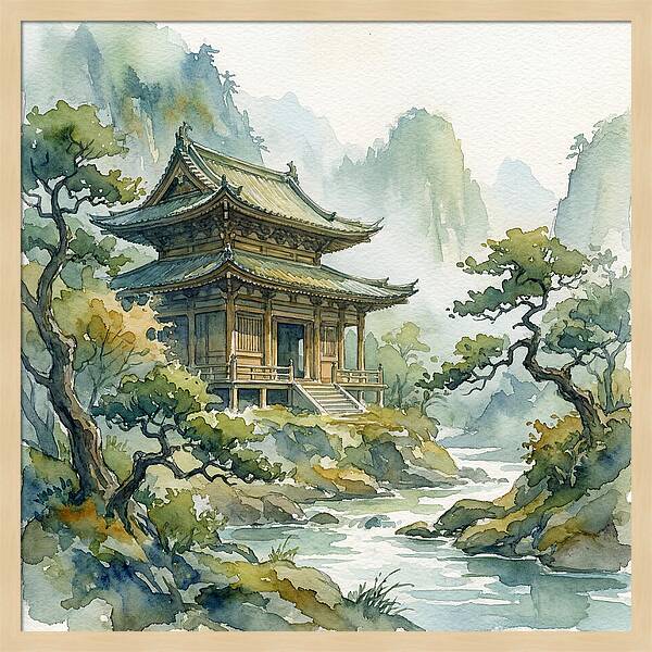 Serene Temple Amidst Nature