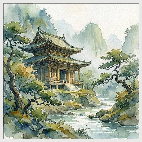 Serene Temple Amidst Nature