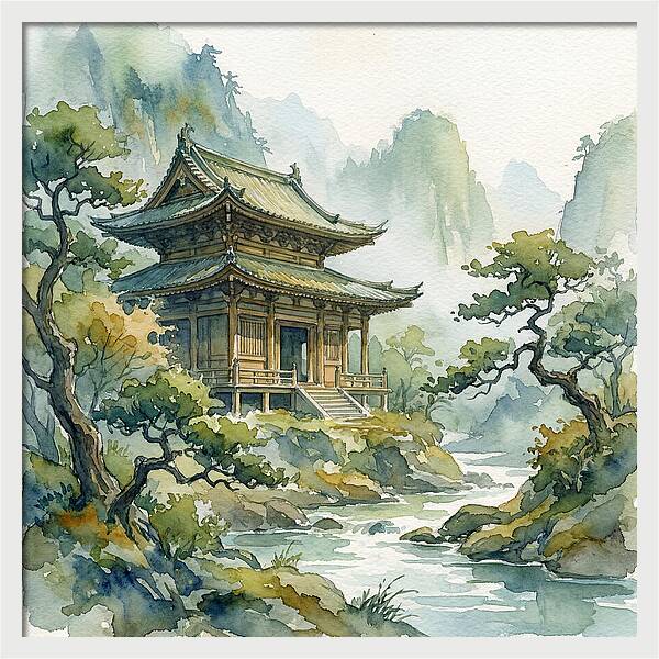 Serene Temple Amidst Nature