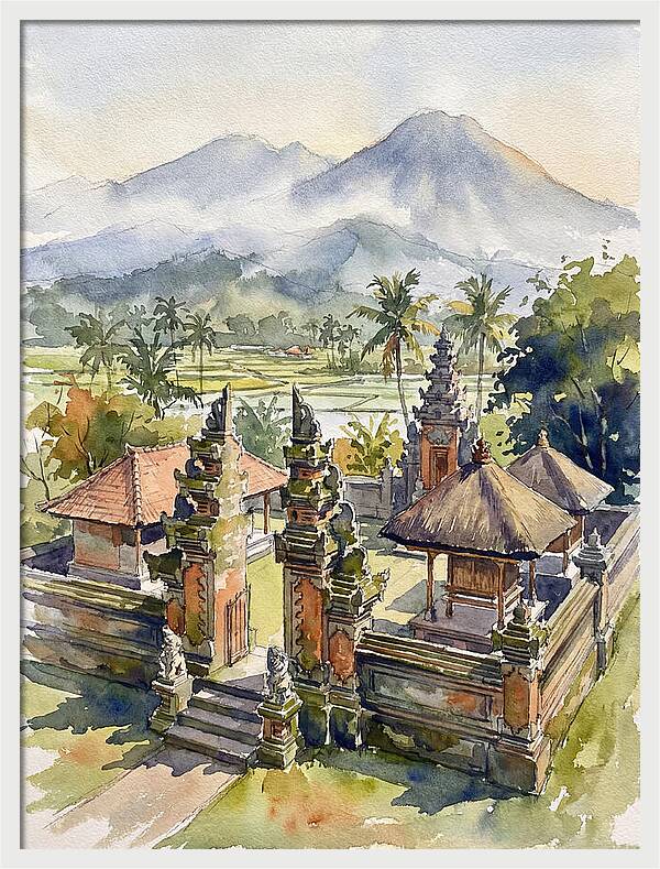 Serene Temple Reflections In Bali