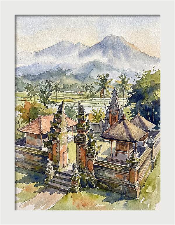 Serene Temple Reflections In Bali
