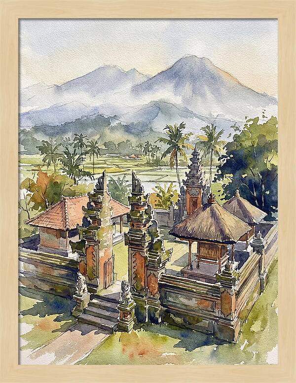 Serene Temple Reflections In Bali