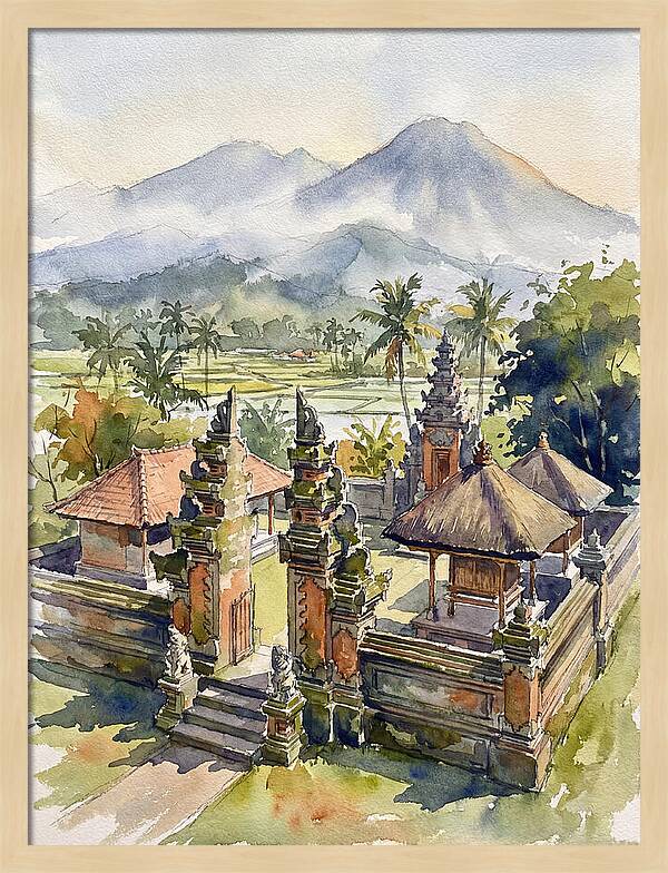 Serene Temple Reflections In Bali