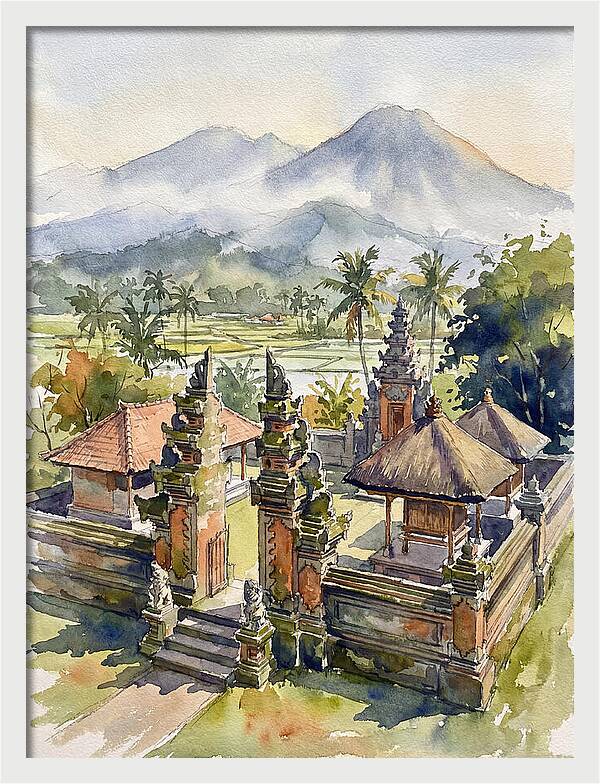 Serene Temple Reflections In Bali