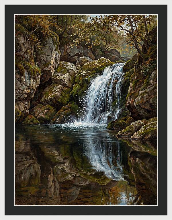 Serene Waterfall Reflection