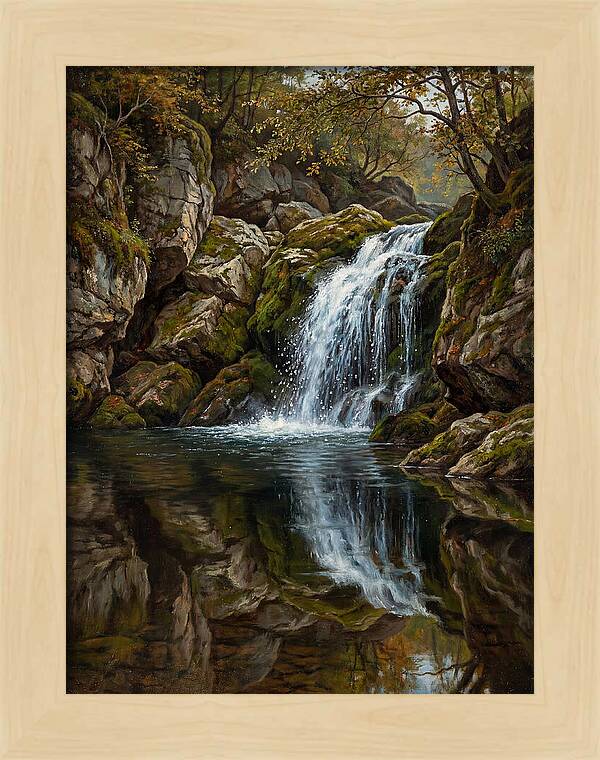 Serene Waterfall Reflection