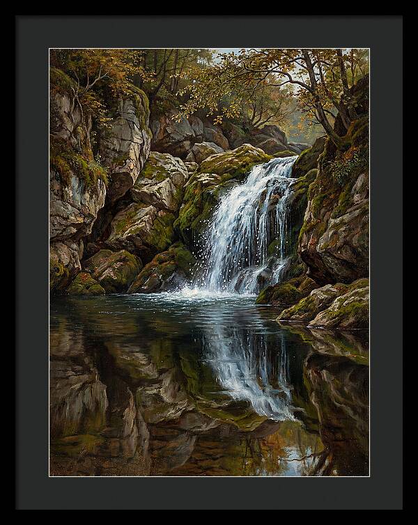 Serene Waterfall Reflection