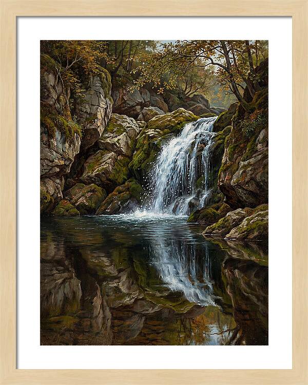 Serene Waterfall Reflection