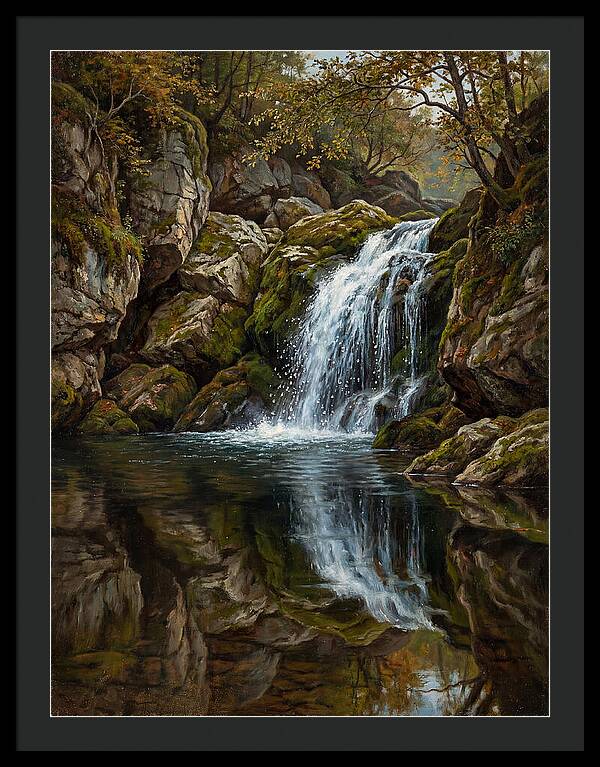 Serene Waterfall Reflection