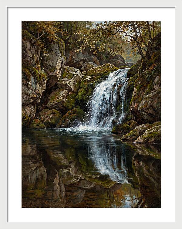 Serene Waterfall Reflection
