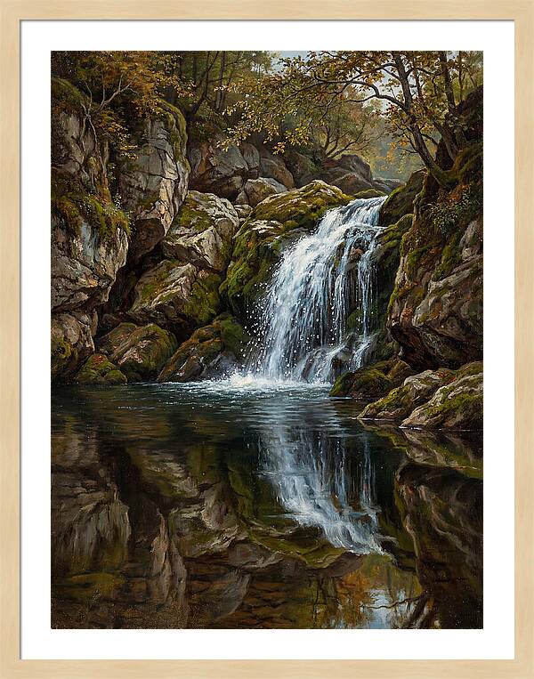 Serene Waterfall Reflection
