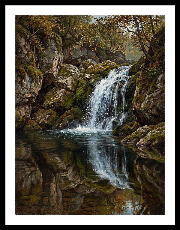 Serene Waterfall Reflection