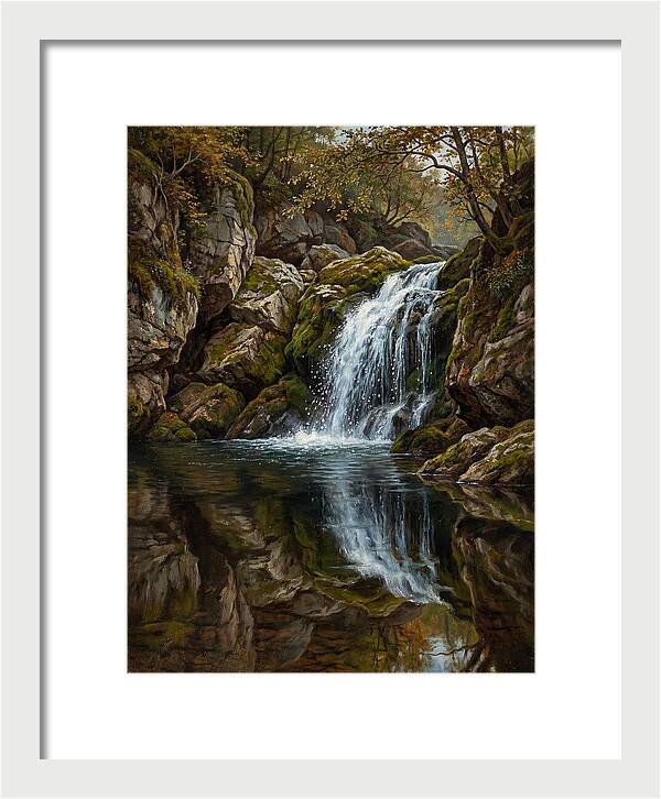 Serene Waterfall Reflection