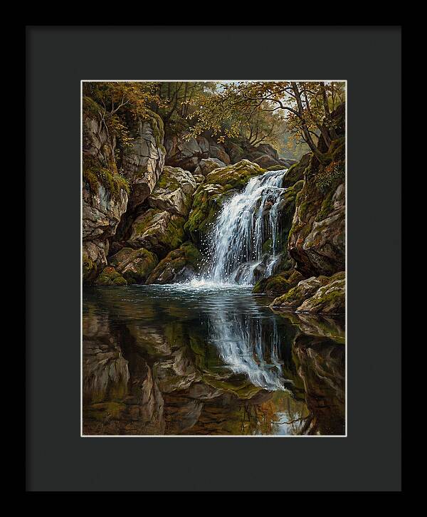 Serene Waterfall Reflection