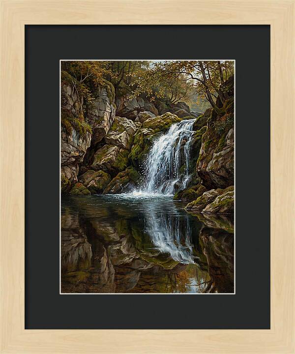 Serene Waterfall Reflection