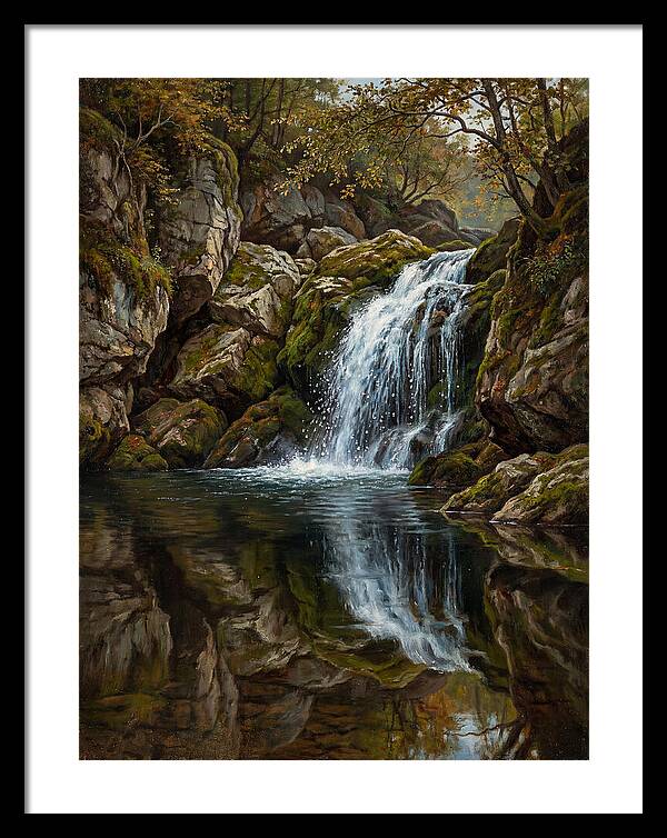 Serene Waterfall Reflection