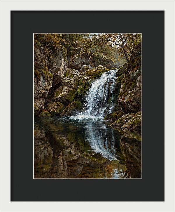 Serene Waterfall Reflection