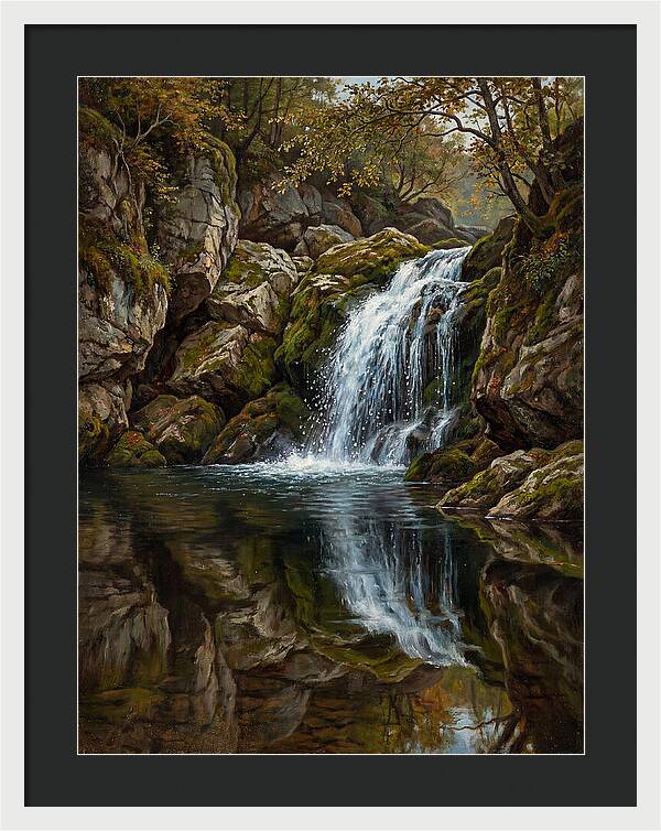 Serene Waterfall Reflection