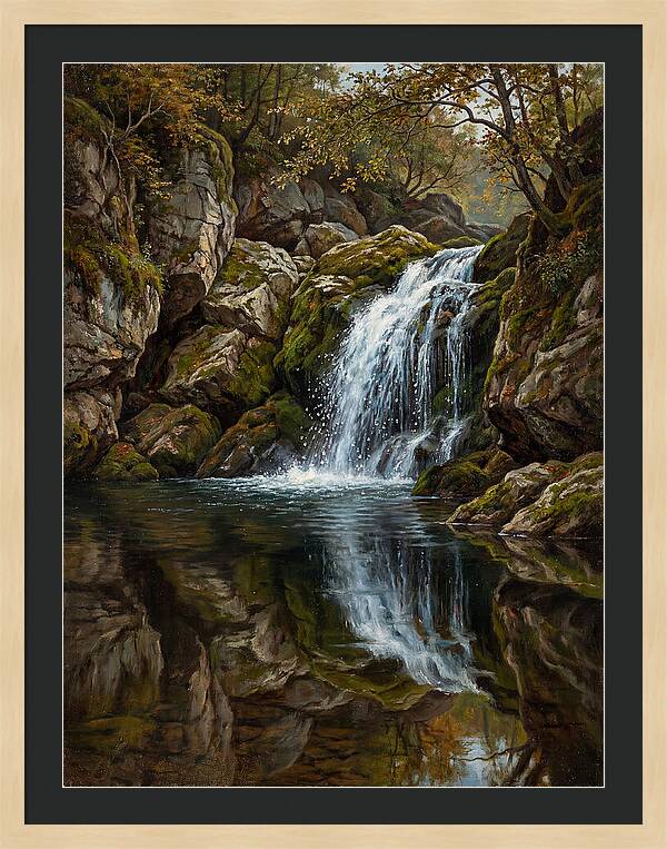 Serene Waterfall Reflection