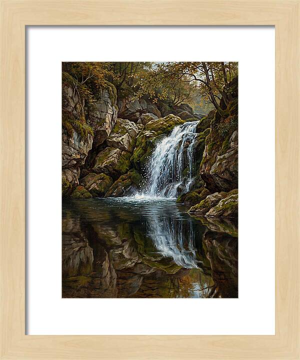 Serene Waterfall Reflection
