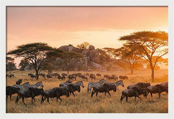 Serengeti Migration At Dusk