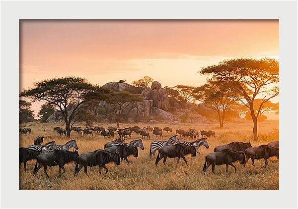 Serengeti Migration At Dusk
