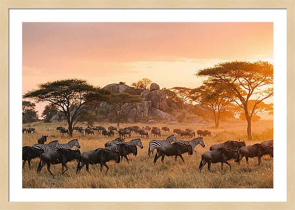 Serengeti Migration At Dusk