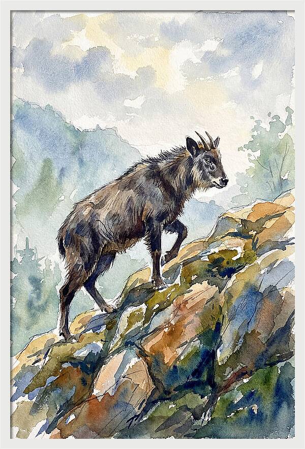 Serow On Rocky Terrain