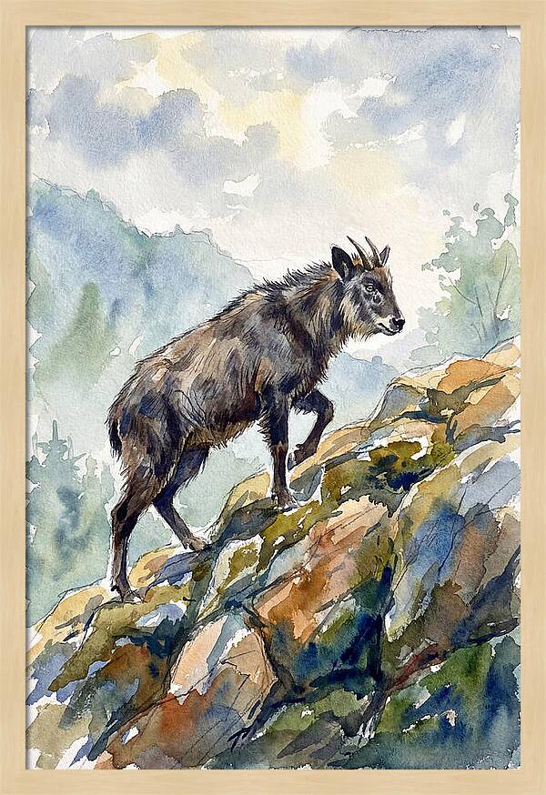 Serow On Rocky Terrain