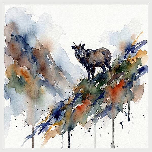Serow Standing Proudly On A Ridge