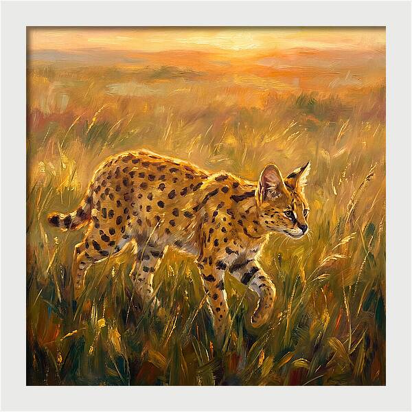 Serval In Golden Grass