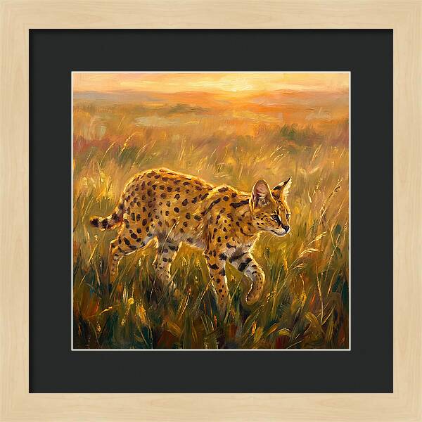 Serval In Golden Grass