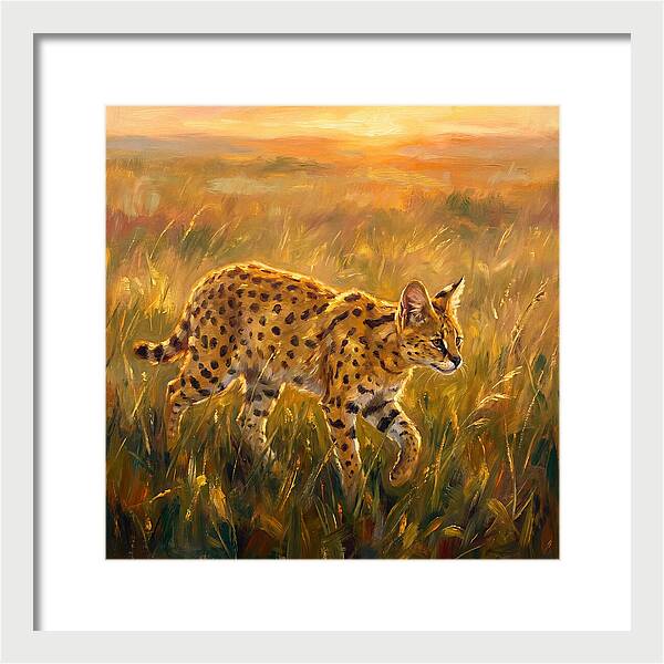 Serval In Golden Grass
