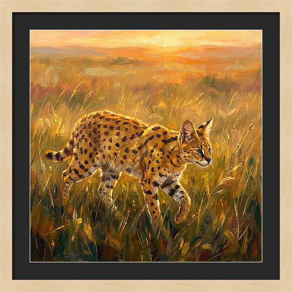 Serval In Golden Grass