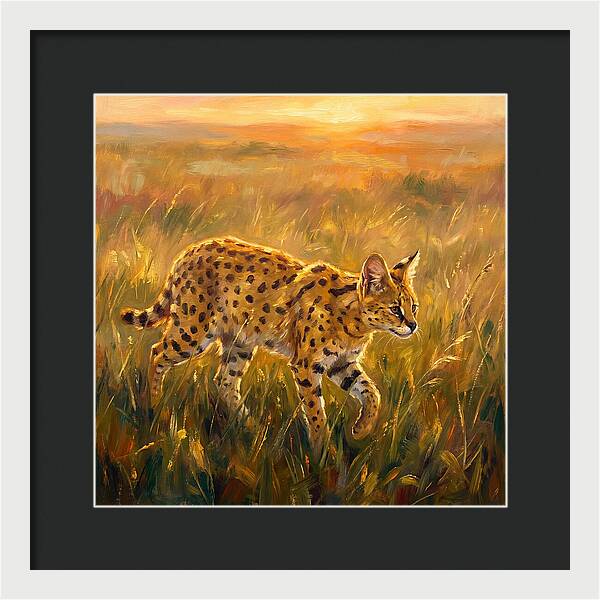 Serval In Golden Grass