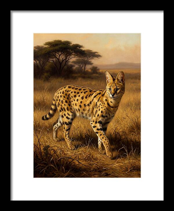 Serval In Golden Grasslands