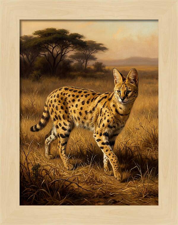 Serval In Golden Grasslands