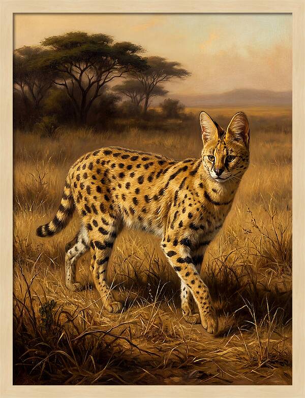 Serval In Golden Grasslands
