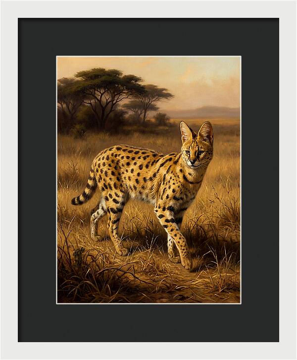 Serval In Golden Grasslands