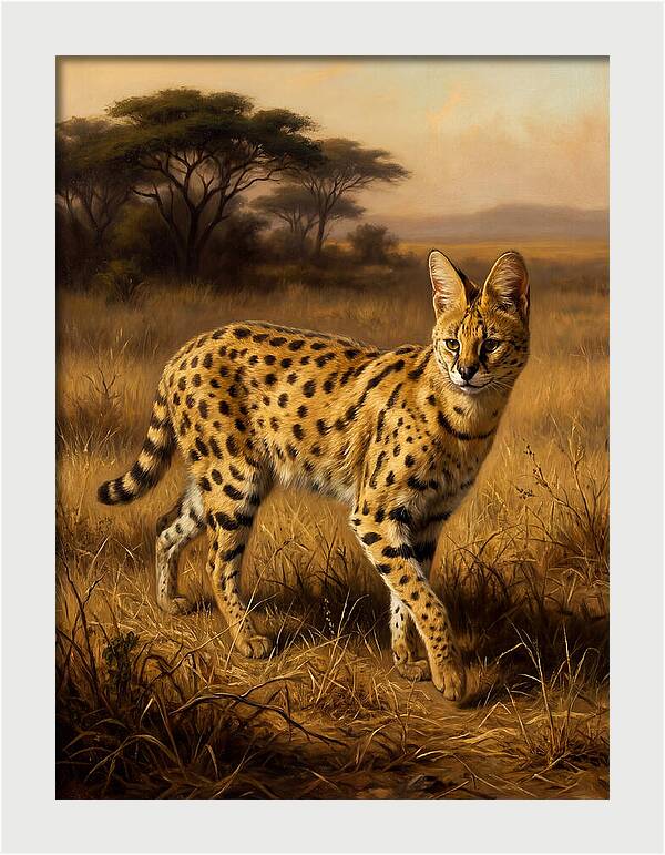 Serval In Golden Grasslands